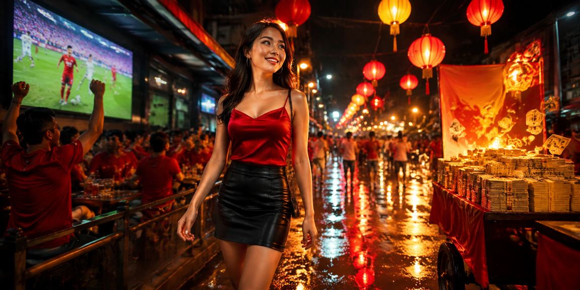 Người dùng Hà Nội kiểm tra lịch thi đấu thể thao và ưu đãi cá cược trên điện thoại tại phố đêm